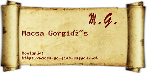 Macsa Gorgiás névjegykártya